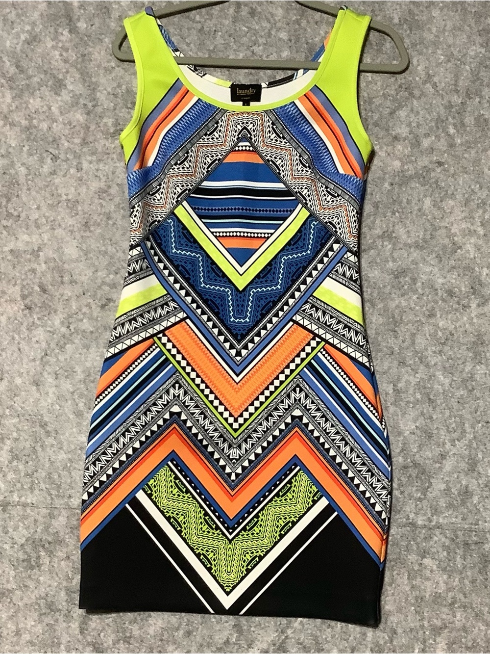 Laundry by Shelli Segal Neon Geo-Print Bodycon Tank Dress